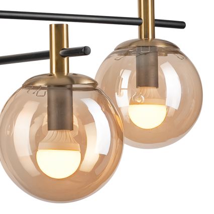 Pendelkrona LILOU 4xE14/5W/230V guld/svart/rökig beige