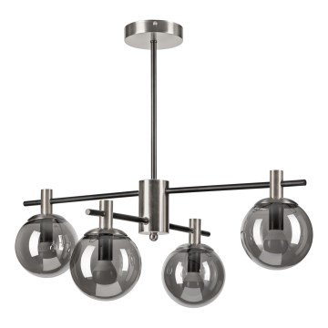 Pendelkrona LILOU 4xE14/5W/230V matt krom/rökig