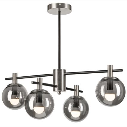 Pendelkrona LILOU 4xE14/5W/230V matt krom/rökig