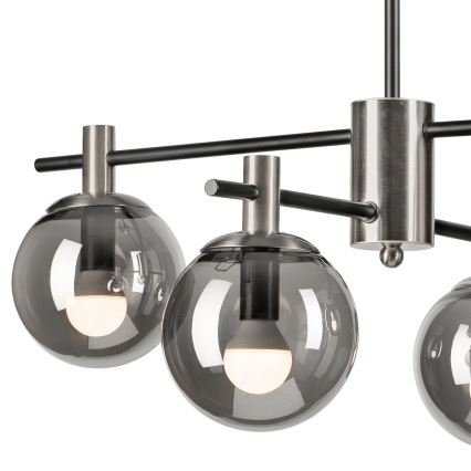 Pendelkrona LILOU 4xE14/5W/230V matt krom/rökig