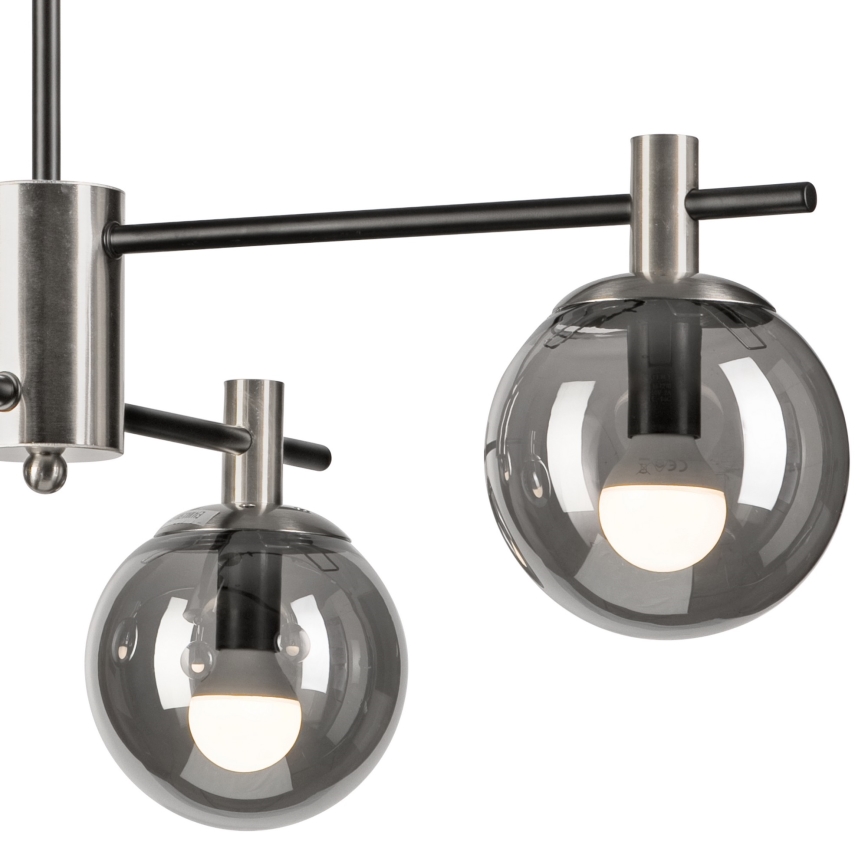 Pendelkrona LILOU 4xE14/5W/230V matt krom/rökig