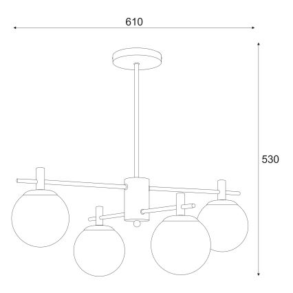 Pendelkrona LILOU 4xE14/5W/230V matt krom/rökig