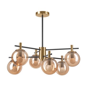 Pendelkrona LILOU 6xE14/5W/230V guld/svart/rökig beige