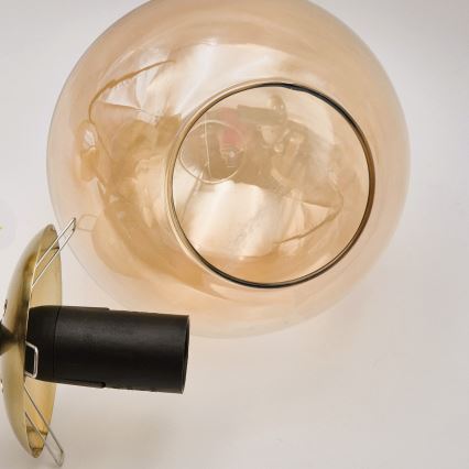 Pendelkrona LILOU 6xE14/5W/230V guld/svart/rökig beige