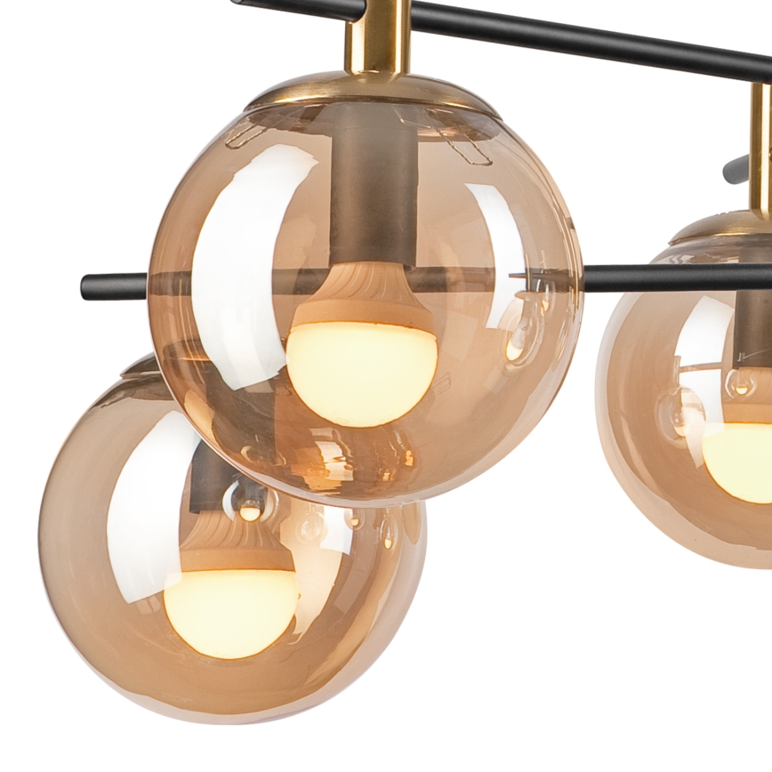 Pendelkrona LILOU 6xE14/5W/230V guld/svart/rökig beige