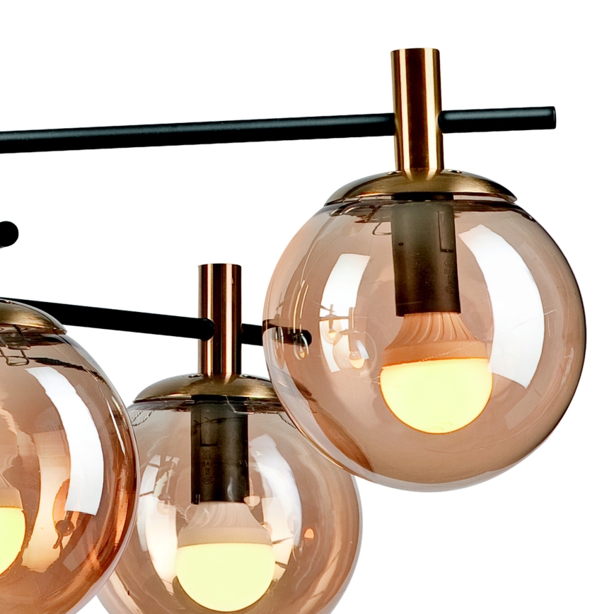 Pendelkrona LILOU 6xE14/5W/230V guld/svart/rökig beige