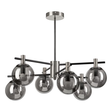 Pendelkrona LILOU 6xE14/5W/230V matt krom/rökig