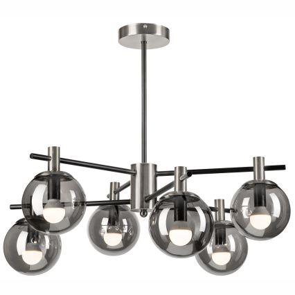 Pendelkrona LILOU 6xE14/5W/230V matt krom/rökig