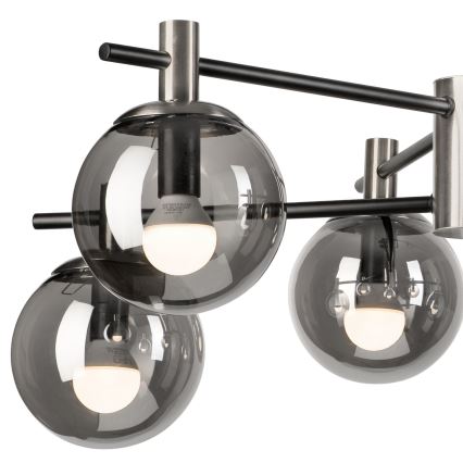 Pendelkrona LILOU 6xE14/5W/230V matt krom/rökig