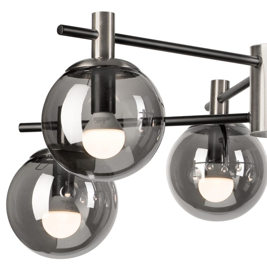 Pendelkrona LILOU 6xE14/5W/230V matt krom/rökig