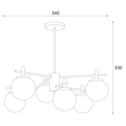 Pendelkrona LILOU 6xE14/5W/230V matt krom/rökig