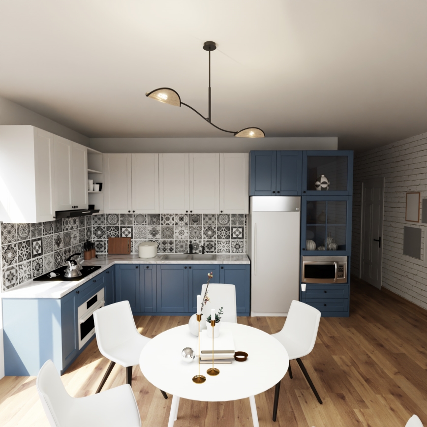 Pendelkrona LOTUS 2xE14/10W/230V svart/beige