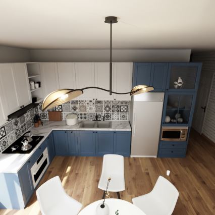 Pendelkrona LOTUS 2xE14/10W/230V svart/beige