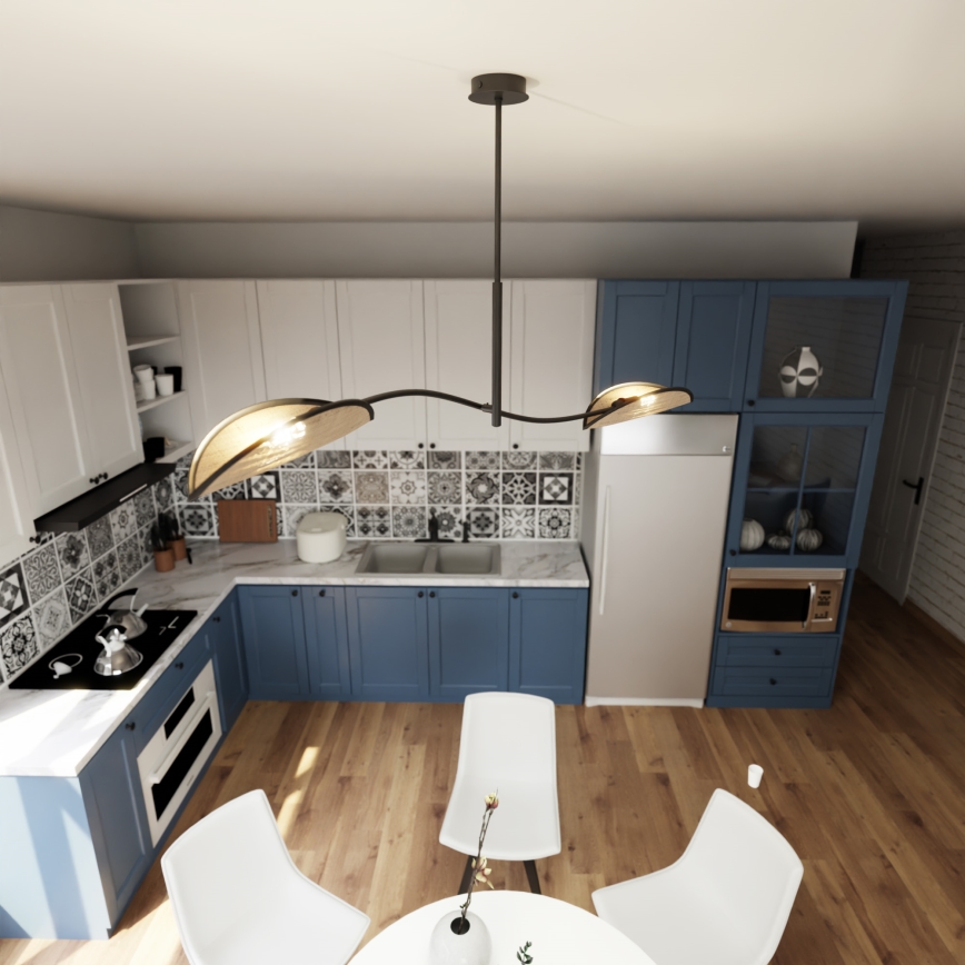 Pendelkrona LOTUS 2xE14/10W/230V svart/beige