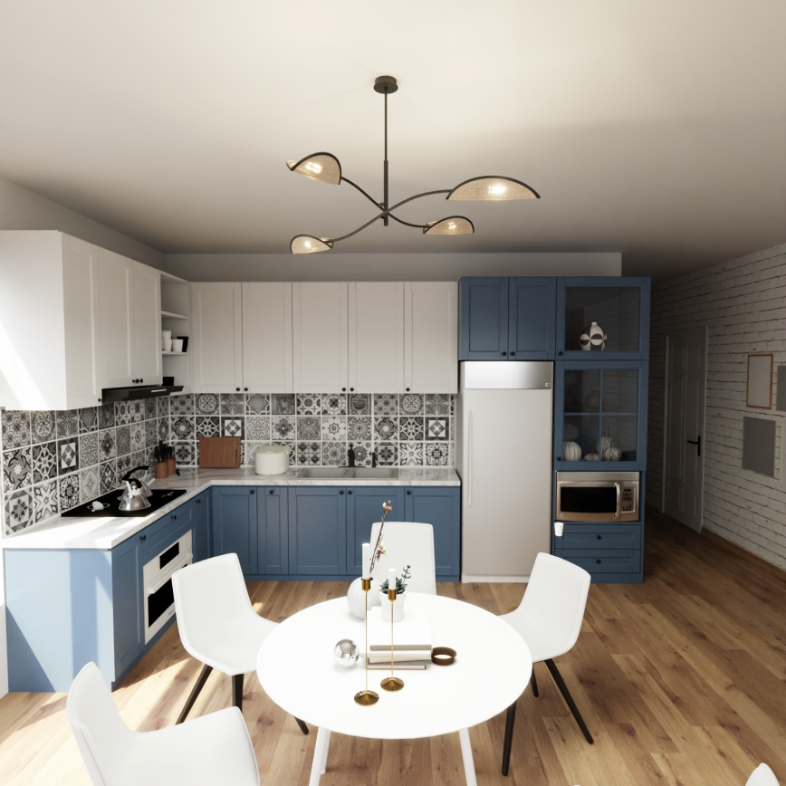 Pendelkrona LOTUS 4xE14/10W/230V svart/beige