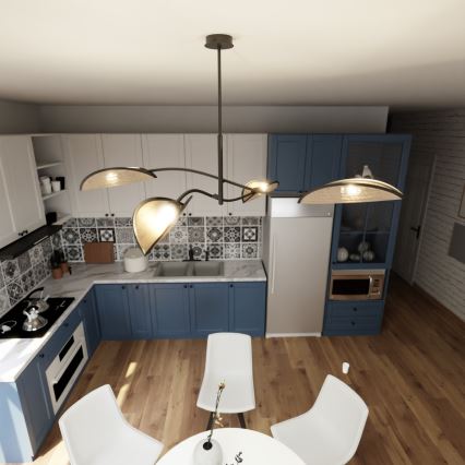 Pendelkrona LOTUS 4xE14/10W/230V svart/beige