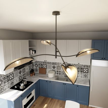 Pendelkrona LOTUS 4xE14/10W/230V svart/beige