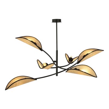 Pendelkrona LOTUS 6xE14/10W/230V svart/beige