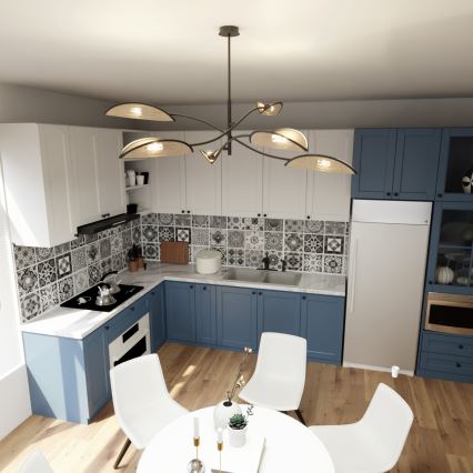 Pendelkrona LOTUS 6xE14/10W/230V svart/beige