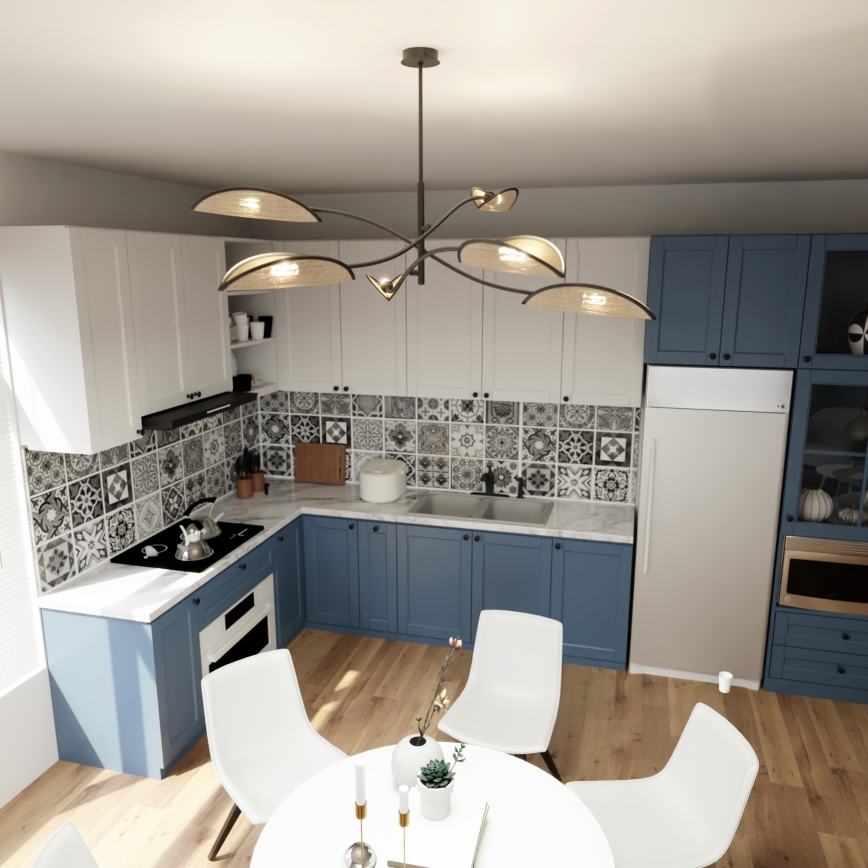 Pendelkrona LOTUS 6xE14/10W/230V svart/beige