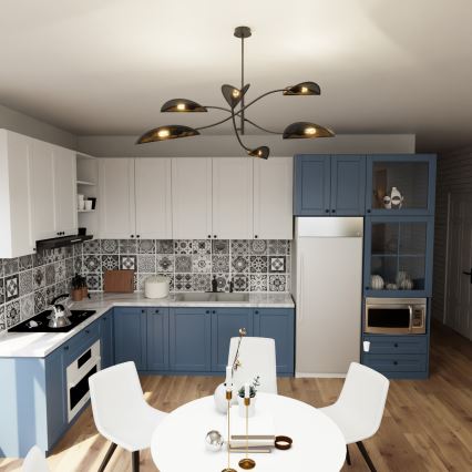 Pendelkrona LOTUS 6xE14/10W/230V svart/guld