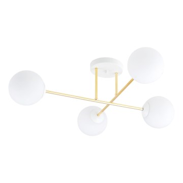 Pendelkrona MAGNUM 4xE14/10W/230V vit/guld