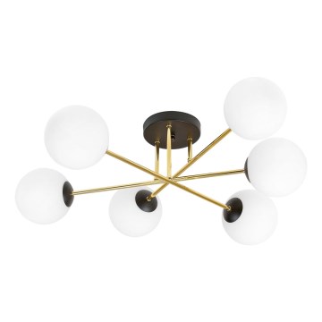 Pendelkrona MAGNUM 6xE14/10W/230V vit/guld/svart