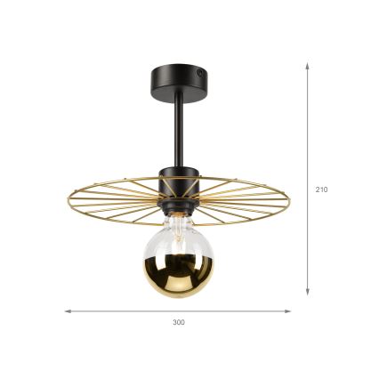 Pendelkrona MONTANA 1xE27/15W/230V diameter 30 cm guld/svart