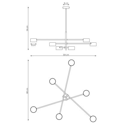 Pendelkrona NATSU 6xGX53/12W/230V svart