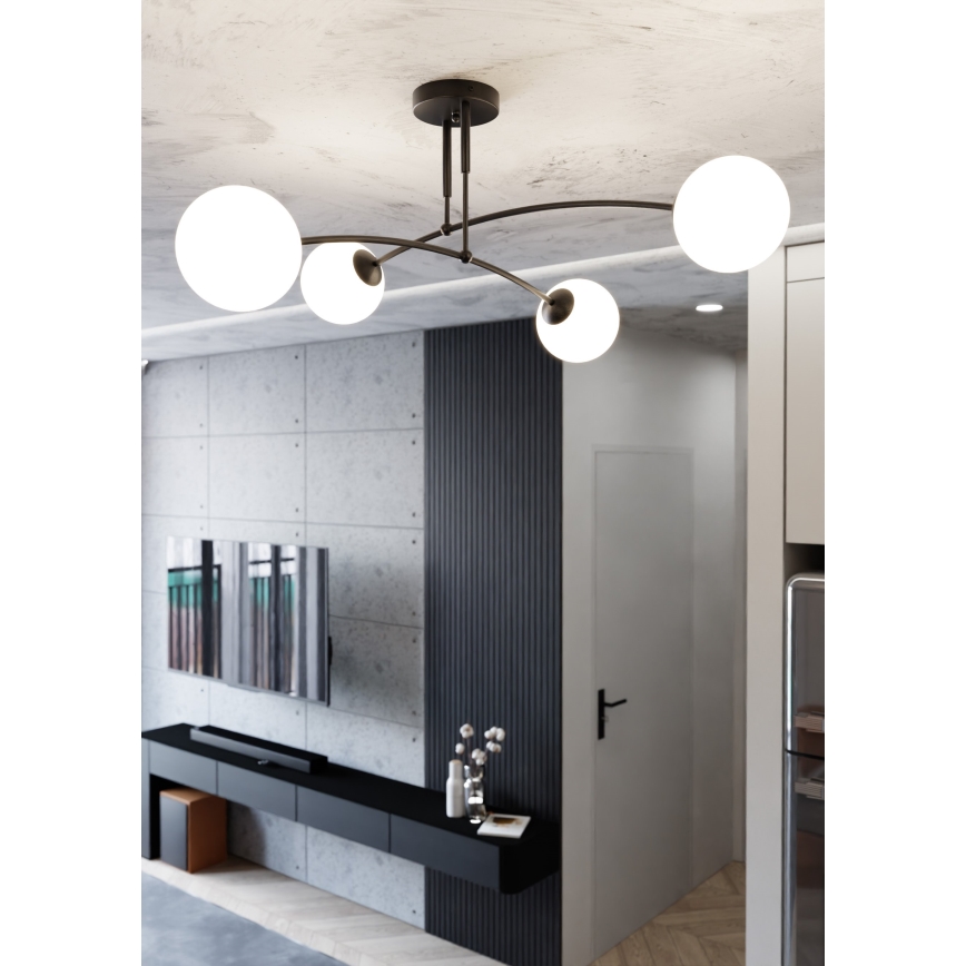 Pendelkrona PREGOS 4xE14/10W/230V svart