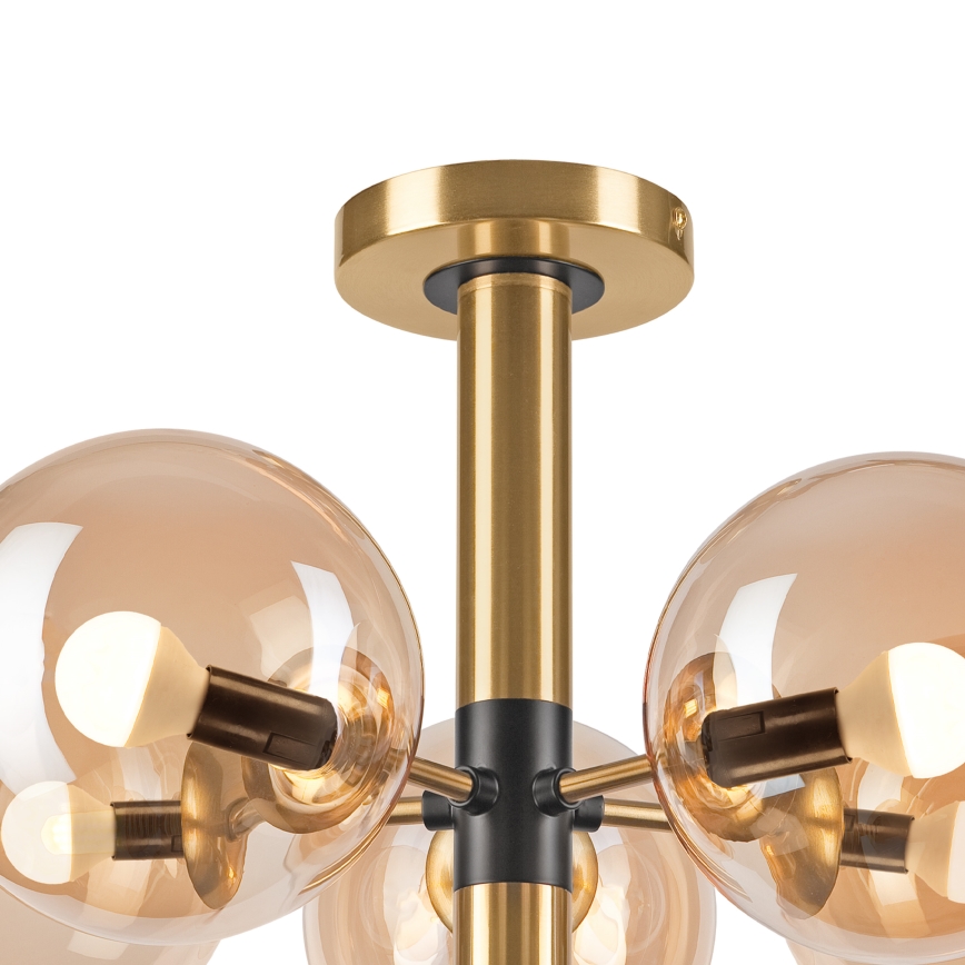 Pendelkrona ROLLO 5xE14/5W/230V guld/rökig beige