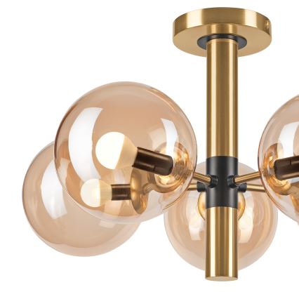 Pendelkrona ROLLO 5xE14/5W/230V guld/rökig beige