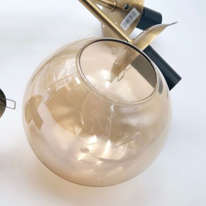 Pendelkrona ROLLO 8xE14/5W/230V guld/rökig beige