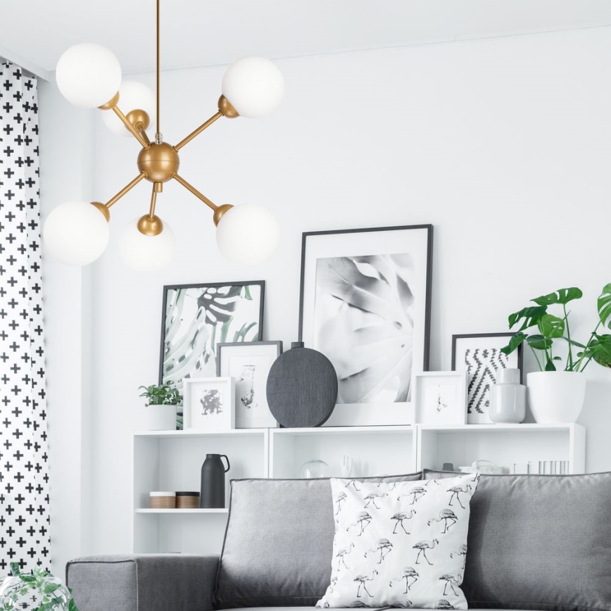 Pendelkrona RUBBY BALL 6xG9/5W/230V guld