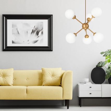 Pendelkrona RUBBY BALL 6xG9/5W/230V guld