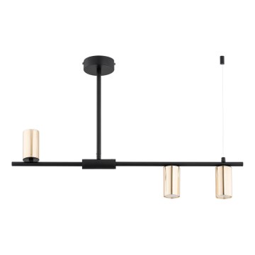 Pendelkrona URANOS 3xGU10/10W/230V svart/guld