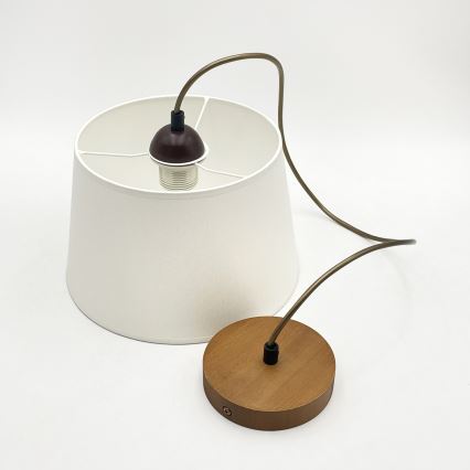 Pendellampa AIDA 1xE27/60W/230V Ø 25 cm ek/brun/vit