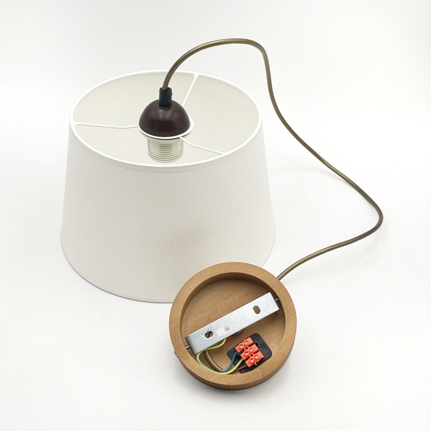 Pendellampa AIDA 1xE27/60W/230V Ø 25 cm ek/brun/vit