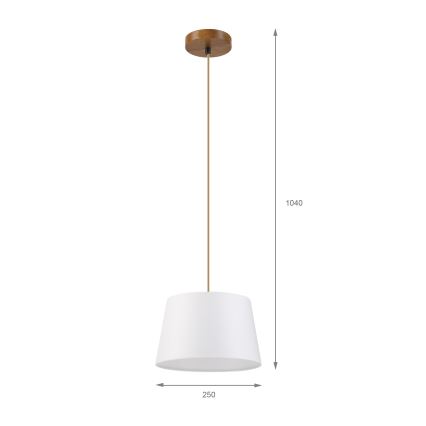 Pendellampa AIDA 1xE27/60W/230V Ø 25 cm ek/brun/vit
