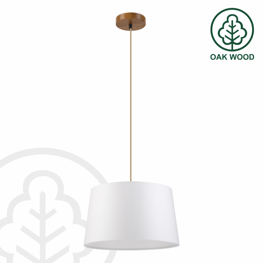 Pendellampa AIDA med kabel, 1xE27/60W/230V, Ø 35 cm, ek/brun/vit