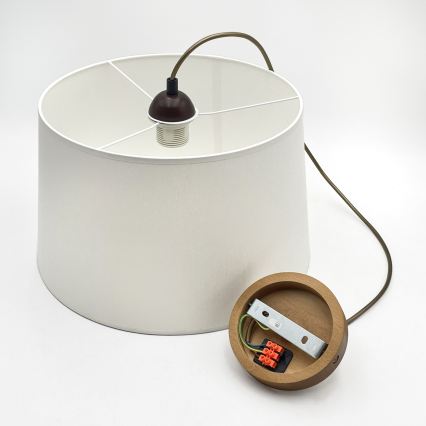 Pendellampa AIDA med kabel, 1xE27/60W/230V, Ø 35 cm, ek/brun/vit