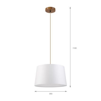 Pendellampa AIDA med kabel, 1xE27/60W/230V, Ø 35 cm, ek/brun/vit