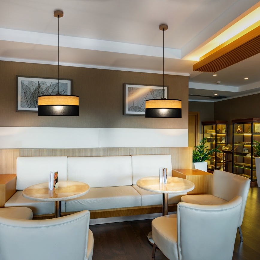 Pendellampa ALBA med sladd 1xE27/15W/230V Ø40 cm svart/brun