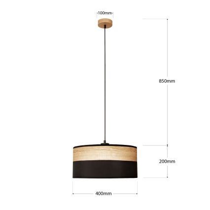Pendellampa ALBA med sladd 1xE27/15W/230V Ø40 cm svart/brun