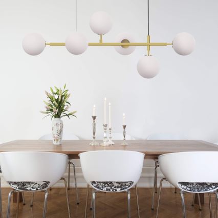 Pendellampa ALISA 6xE14/40W/230V guldfärgad