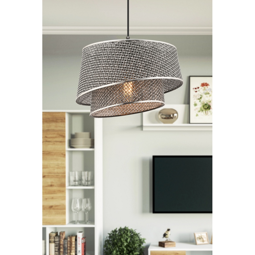 Pendellampa BARETTE 1xE27/60W/230V grå/polerad krom