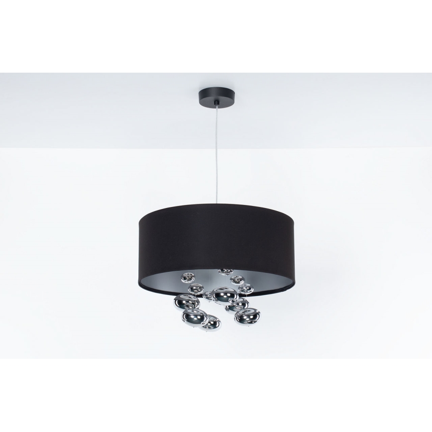 Pendellampa BUBBLE med sladd 1xE27/60W/230V Ø 40 cm svart