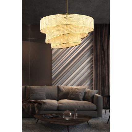 Pendellampa COUPER 1xE27/60W/230V beige/guld
