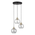 Pendellampa DEVI på vajer 3xE27/15W/230V svart/klarglas