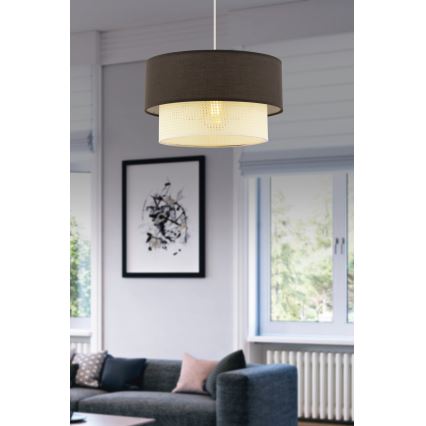 Pendellampa ECHO på kabel 1xE27/60W/230V brun/krämvit